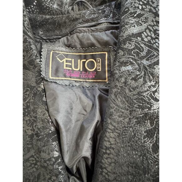 Vintage 80s 90s Oversized Real Leather Jacket Suede Detail Paisley Retro M/L - Picture 5 of 14